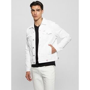 GUESS Men's Dillon White Denim Jacket - cotton Size XXL